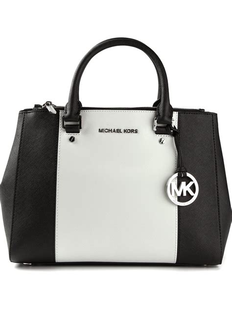 michael kors bag black and white|michael kors black tote handbag.